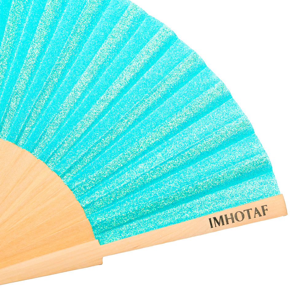 Aqua Sparkle Hand Fan