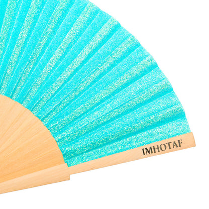 Aqua Sparkle Hand Fan