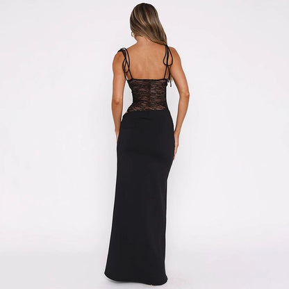 Y2K Lace Suspender Dress Fashion Sexy Lace Long Dresses Party Evening Club Beach Clothing For Women