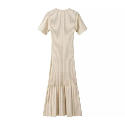 Women's Clothing Fashionable Knitted Single Row Dress