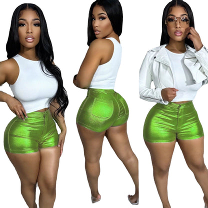 New Women's Metallic Candy-colored Shorts
