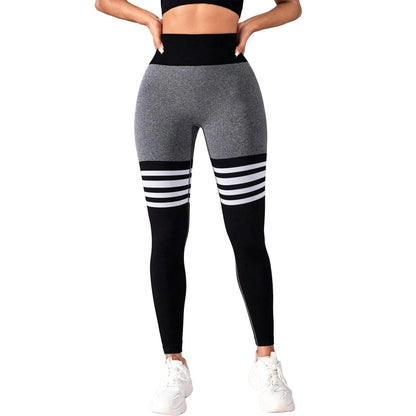 Striped Outdoor Sports Tights High Waist Hip Lift Running Exercise Workout Pants