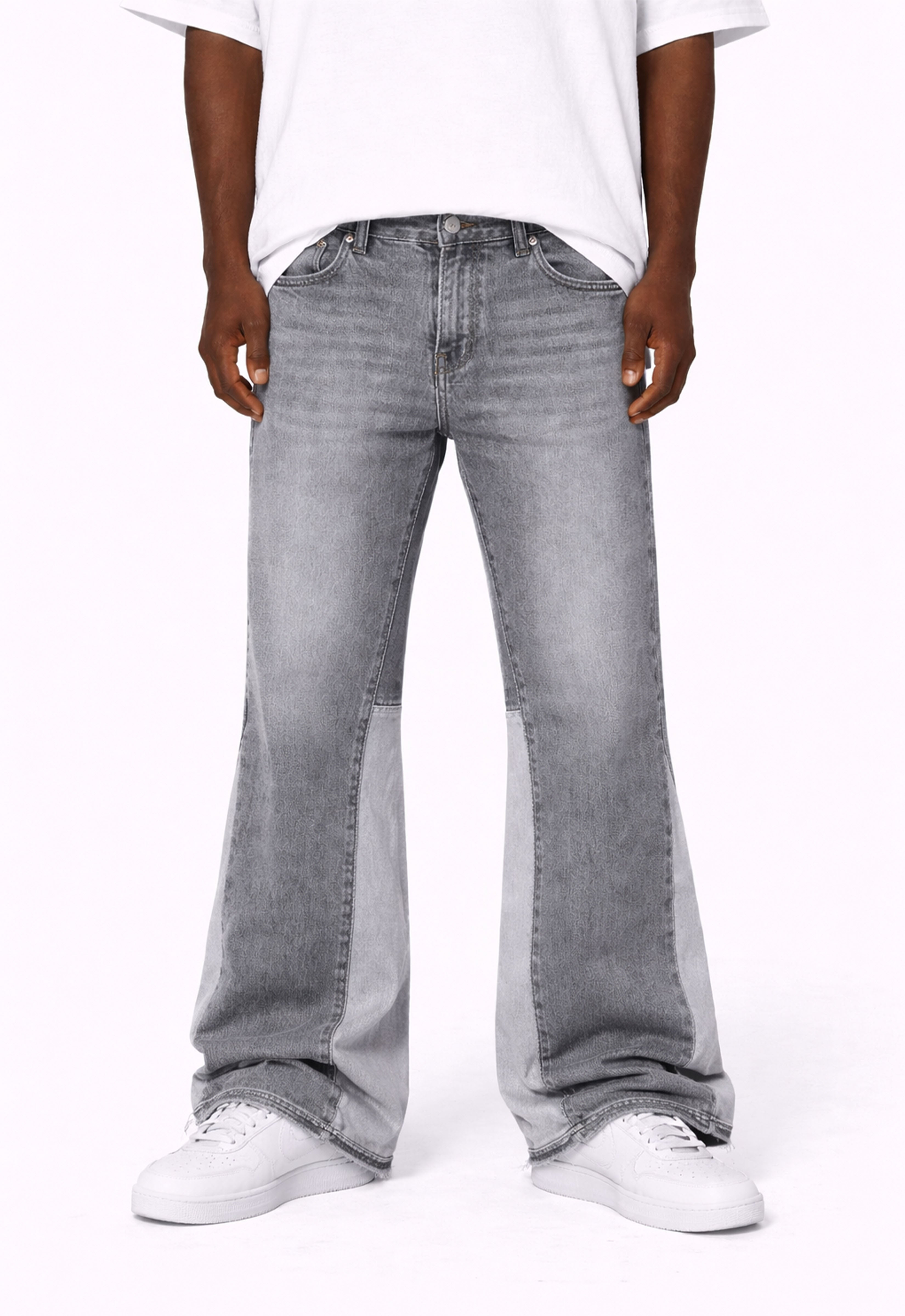 GREY SPLIT FLARE DENIM