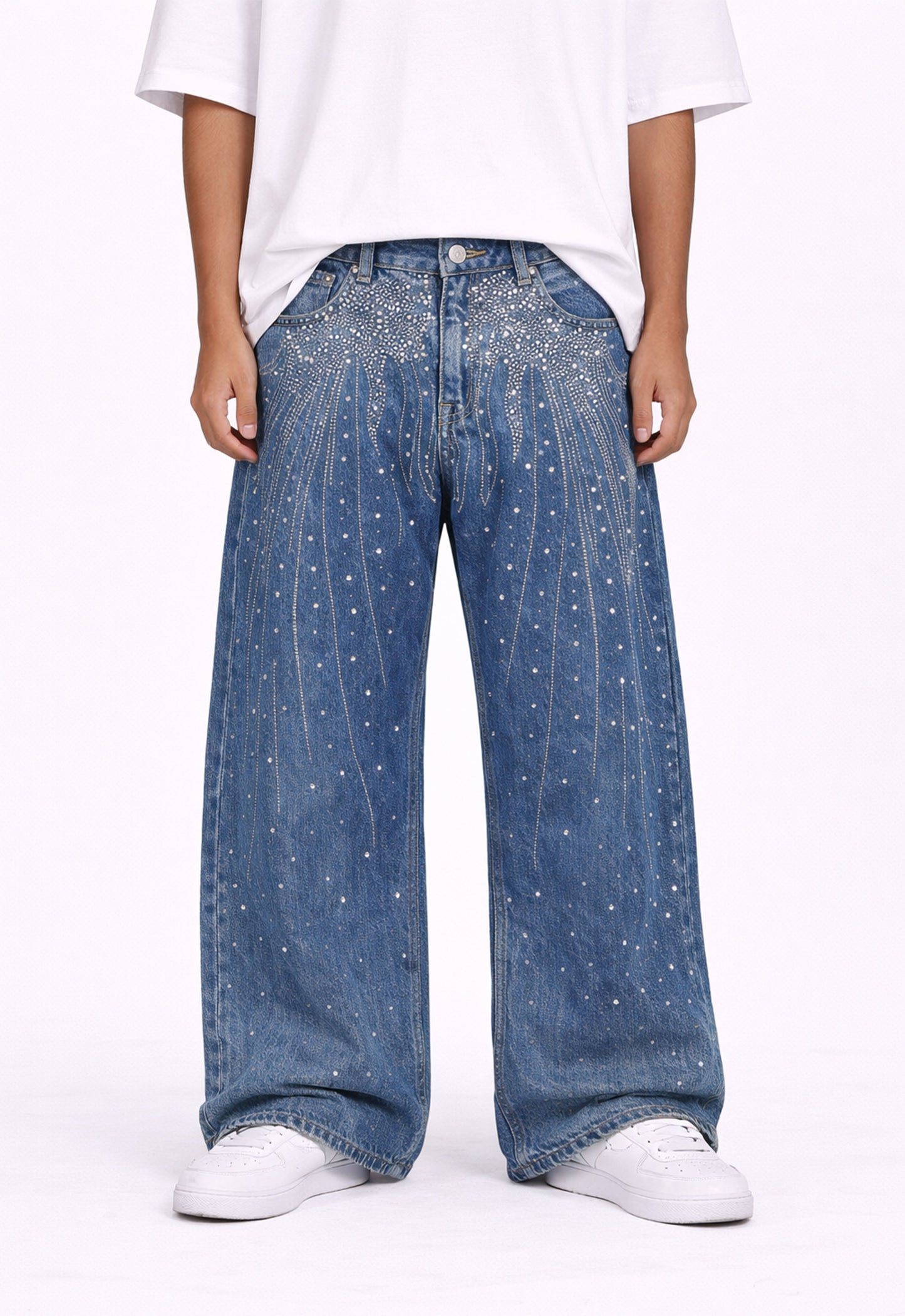 AZUL FLORAL RHINESTONE DENIM