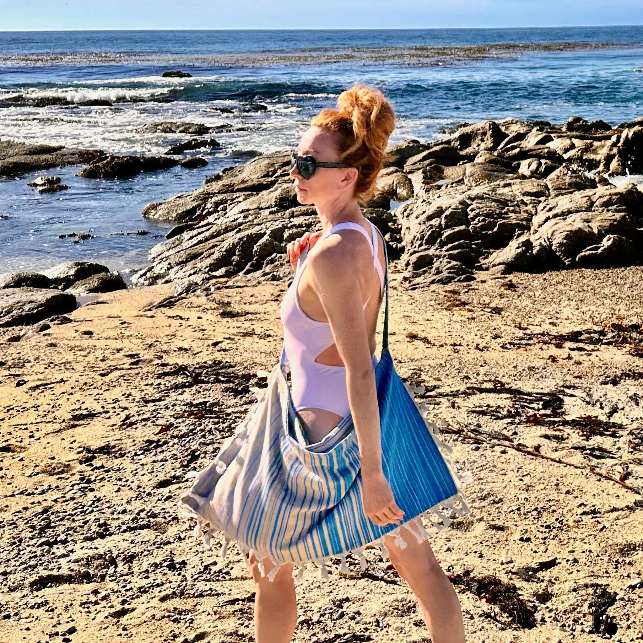 Striped 3 in 1 Turkish Cotton Beach Bag