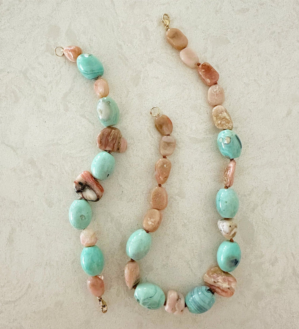 Agate, Peruvian Opal Bead Bracelet