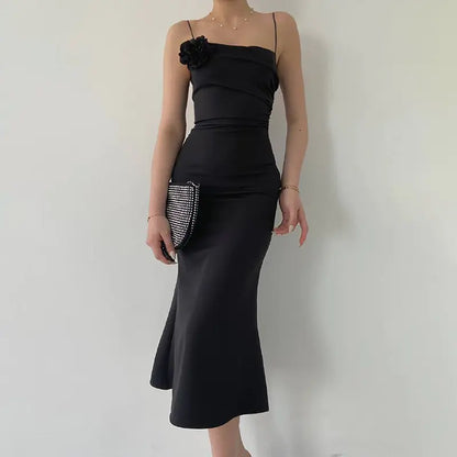 Elegant Slim Flower Sling Dress for Women