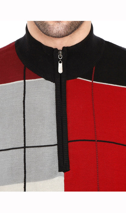 Men's Color Block Quarter Zip Long Sleeve Sweater