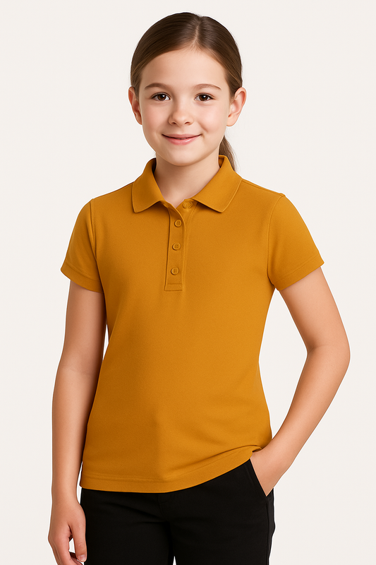 Girls Short Sleeve Pique Polo Shirt