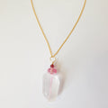 Rose Quartz Pink Topaz Garnet Charm Necklace