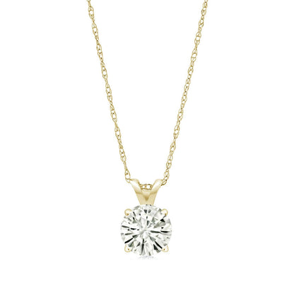 .80 CTW Certified Genuine Moissanite Solitaire Pendant Necklace - Choice of 14k White or Yellow Gold