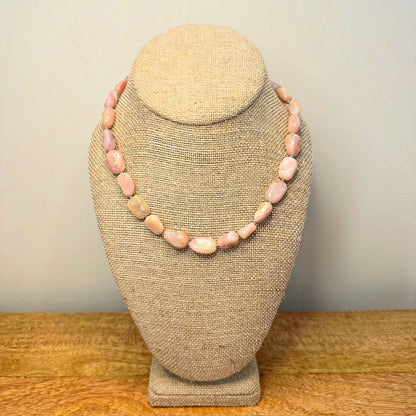 Pink Opal Bead Necklace