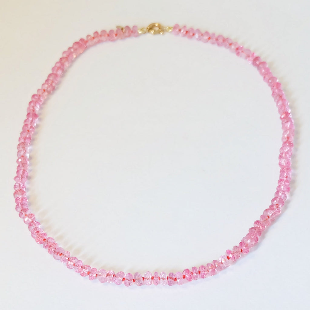 Pink Topaz Candy Necklace 14K Gold