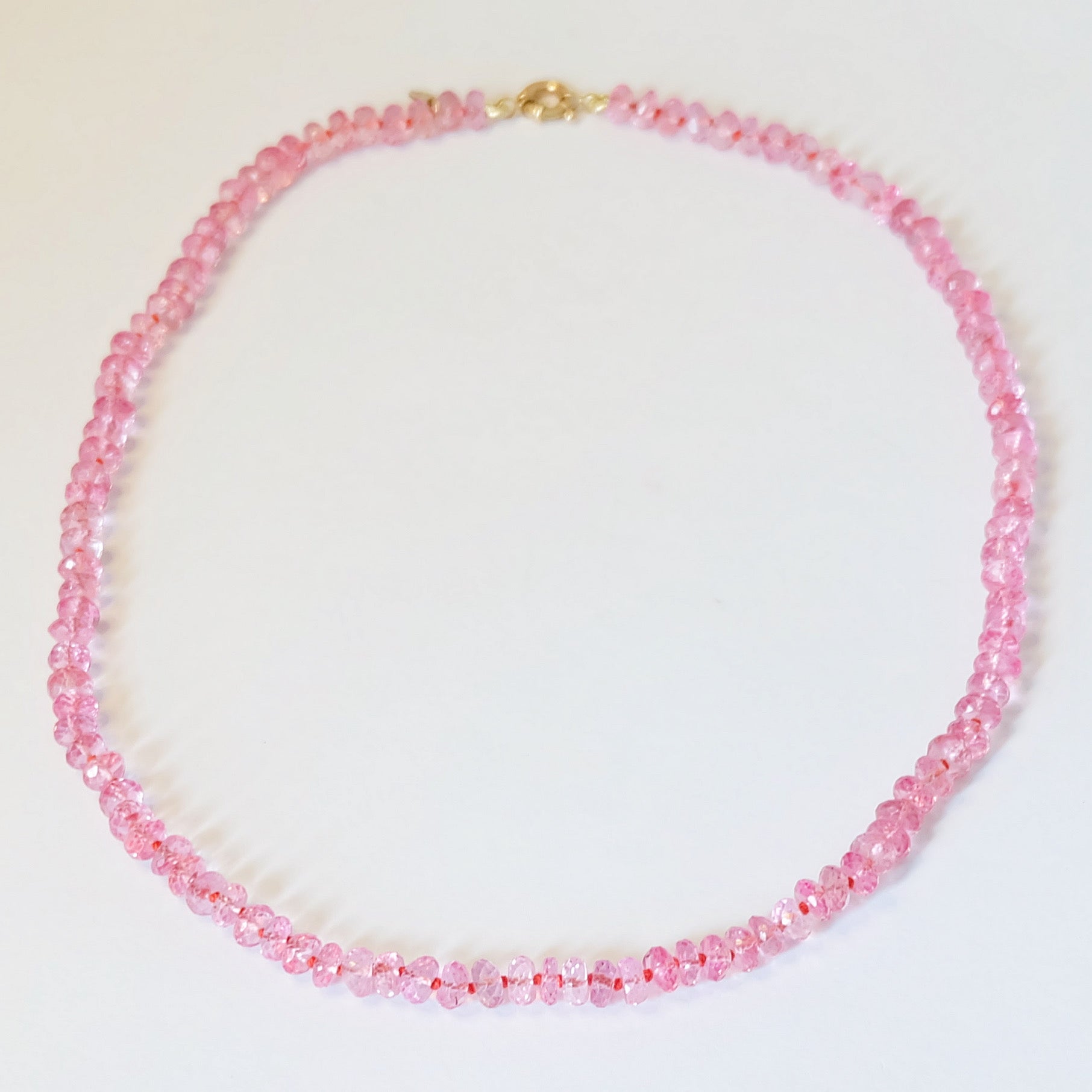 Pink Topaz Candy Necklace 14K Gold