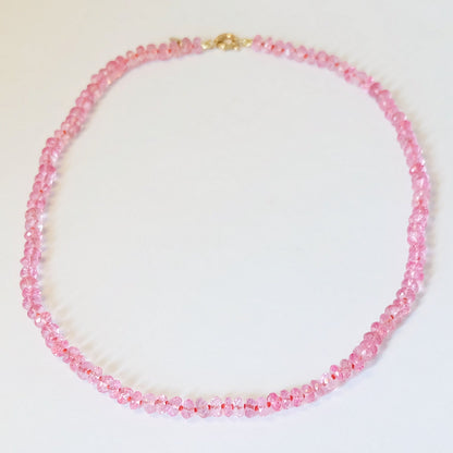 Pink Topaz Candy Necklace 14K Gold