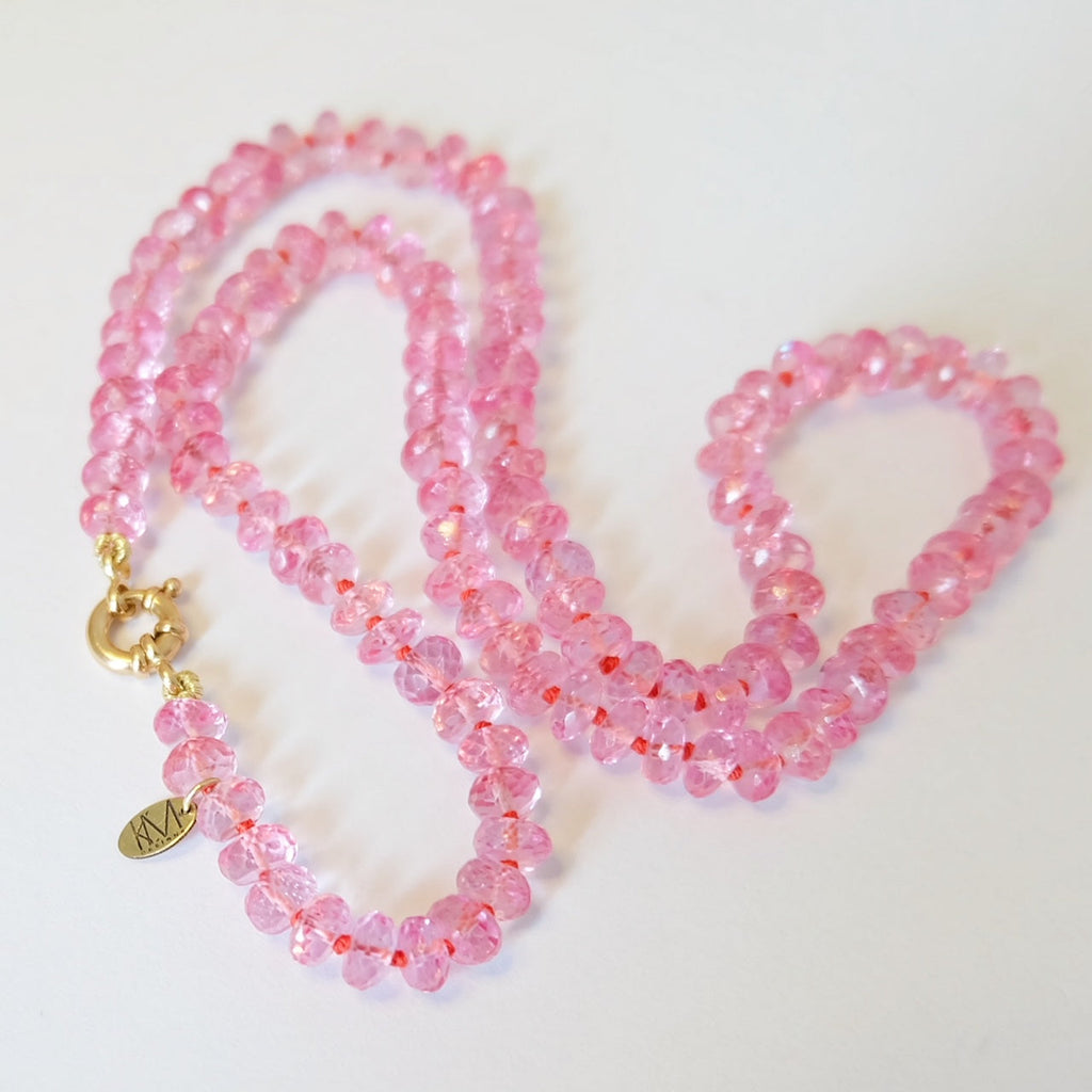 Pink Topaz Candy Necklace 14K Gold