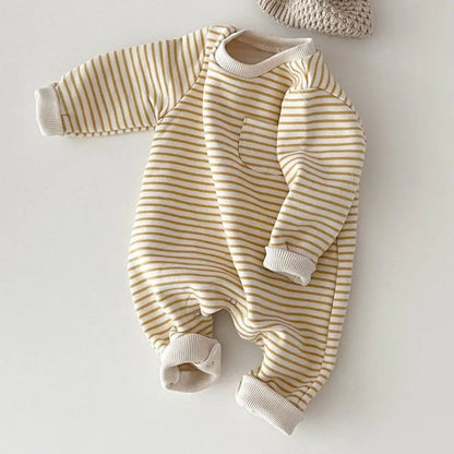 Striped Long-Sleeved Jumpsuit for Baby Boys and Girls