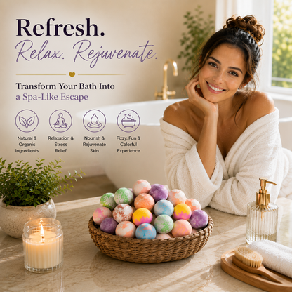 EvolutionUSA 24pc Refresh Bath Bombs for Women & Kids