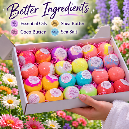 EvolutionUSA 24pc Refresh Bath Bombs for Women & Kids
