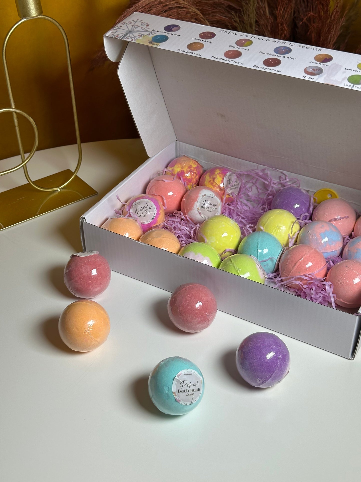 EvolutionUSA Refresh Bath Bombs for Women & Kids – 24 Lush Bath Bombs Mini Sized, Organic Bathbomb Set, Women & Kids Bath Fizz, Luxury Gift for Mother’s Day, Easter, Valentines, Birthday or Self Care