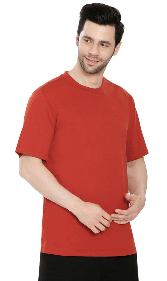 Men's Heavyweight Short Sleeve Crew Neck T-Shirt — Relaxed Fit Solid Color