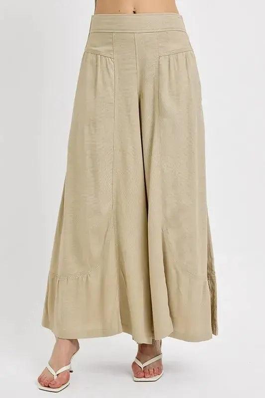 RISEN Shirring Detail Wide Leg Pants for Effortless Style and Comfort