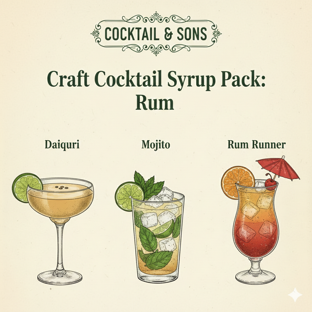 The Pro-Grade Rum Cocktail Kit (Craft Cocktail Syrup Pack - 8oz)