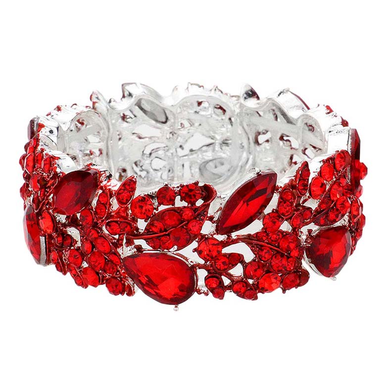 Teardrop Marquise Stone Cluster Stretch Evening Bracelet