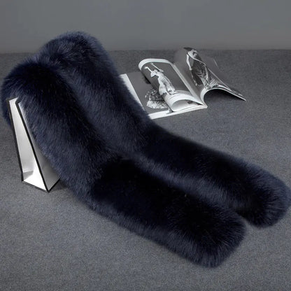 Faux Fur Long Scarf, Warm Fur Collar and Shawl