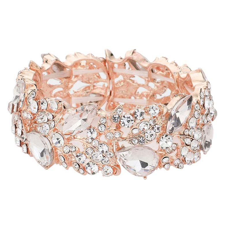 Teardrop Marquise Stone Cluster Stretch Evening Bracelet