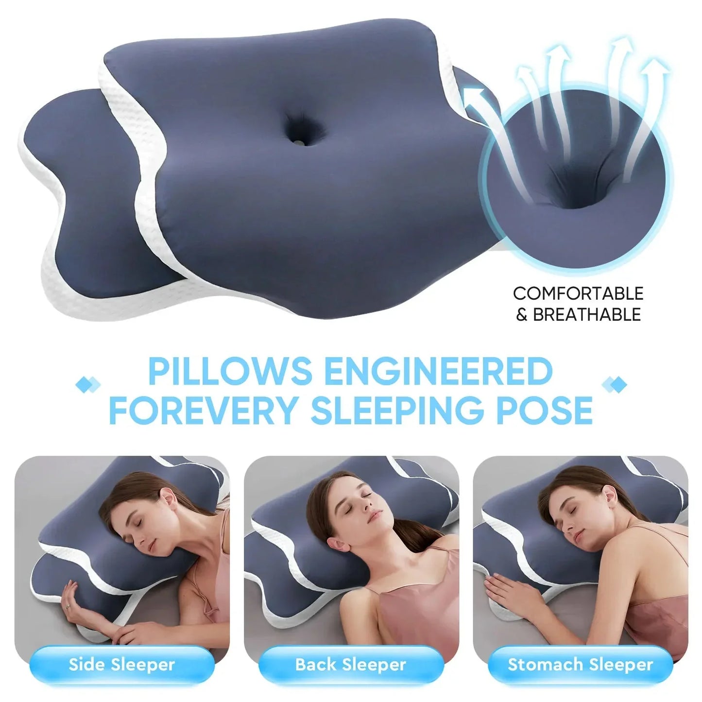 🛏️ Memory Foam Cervical Pillow – Orthopedic Neck Support