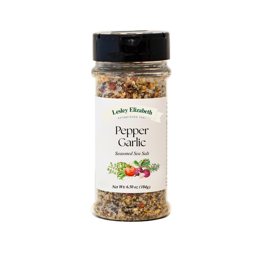 Lesley Elizabeth Pepper & Garlic Seasoned Sea Salt, PET (250mL)