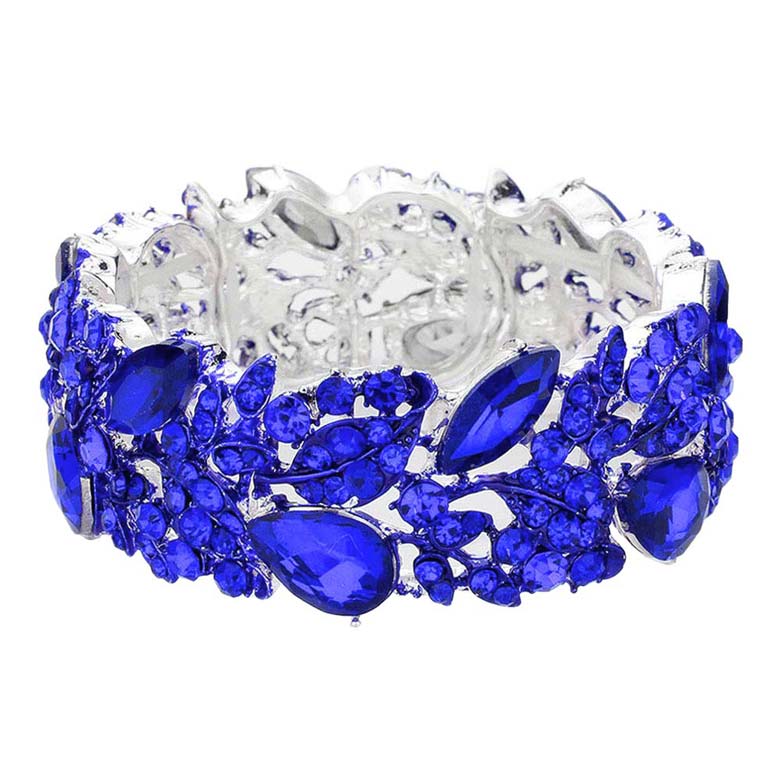 Teardrop Marquise Stone Cluster Stretch Evening Bracelet