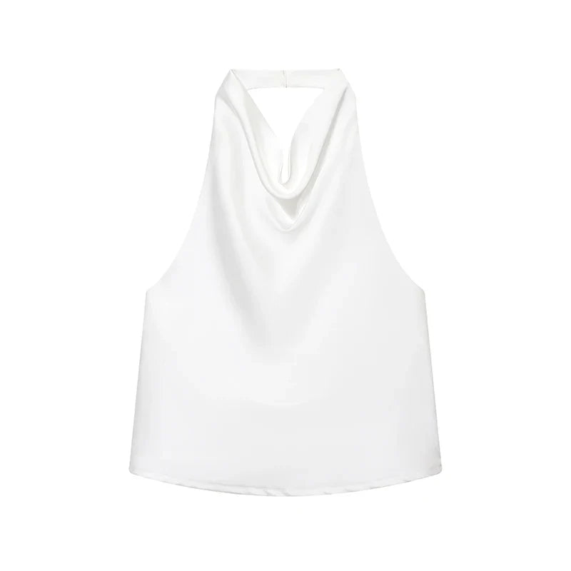 Sexy Elegant Halter  Backless High Solid Halter Neck Tops