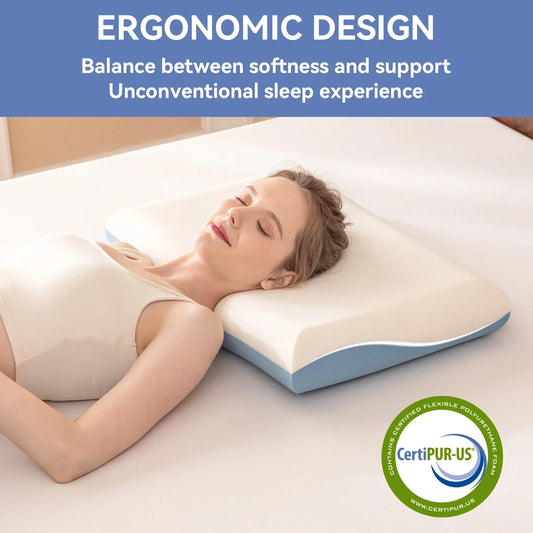 Dual-Sided Memory Foam Ergonomic Pillow for Neck Support