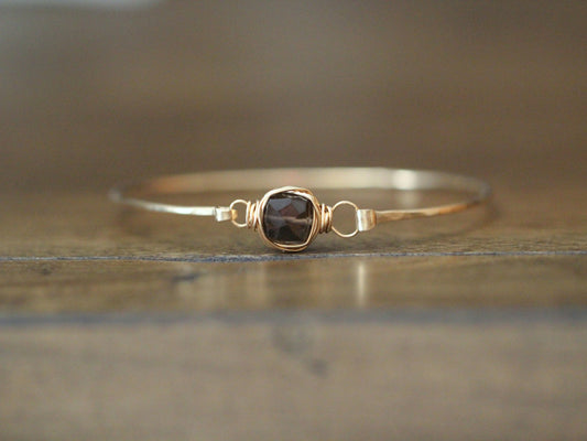 Smoky Quartz  Bezel Wrapped Bangle