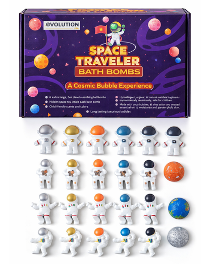 EvolutionUSA 6pc Space Bath Bombs for Boys & Girls