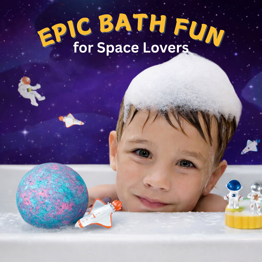 EvolutionUSA Space Bath Bombs for Boys & Girls – 6 Planet Bath Bombs with Toy Inside, Organic Childrens Bathbomb Set, Cosmic Bath Fizzers, Kid Bath Bomb Gift for Valentines, Birthday, Christmas & Easter
