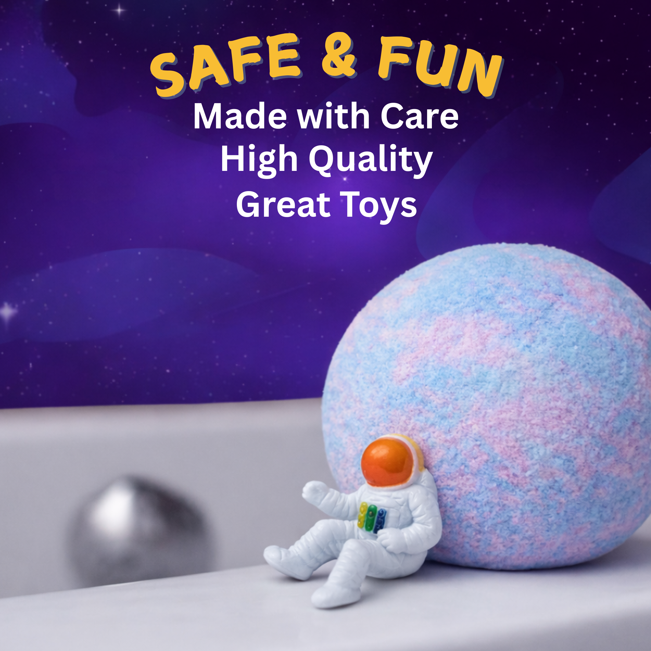 EvolutionUSA Space Bath Bombs for Boys & Girls – 6 Planet Bath Bombs with Toy Inside, Organic Childrens Bathbomb Set, Cosmic Bath Fizzers, Kid Bath Bomb Gift for Valentines, Birthday, Christmas & Easter