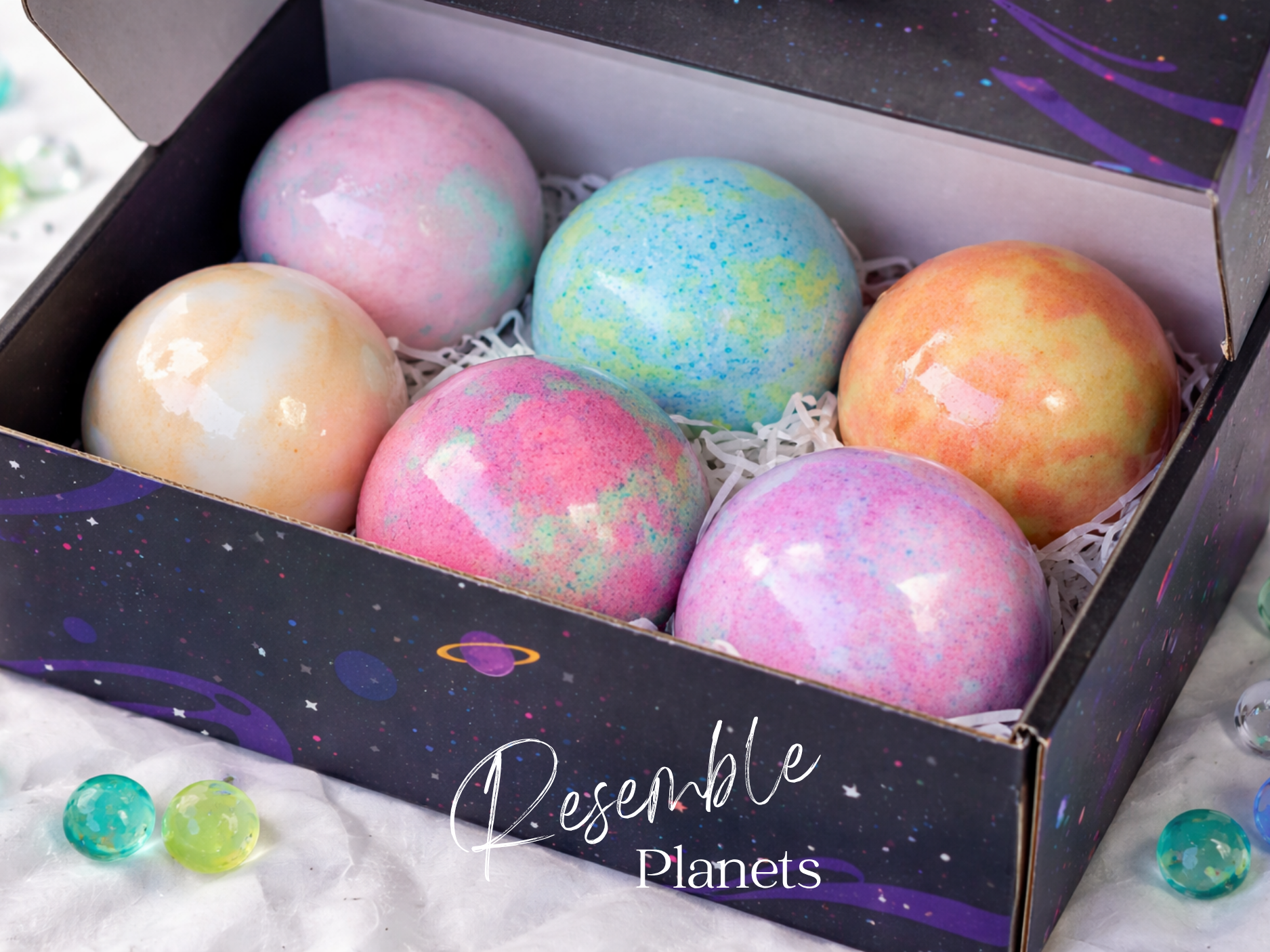 EvolutionUSA Space Bath Bombs for Boys & Girls – 6 Planet Bath Bombs with Toy Inside, Organic Childrens Bathbomb Set, Cosmic Bath Fizzers, Kid Bath Bomb Gift for Valentines, Birthday, Christmas & Easter