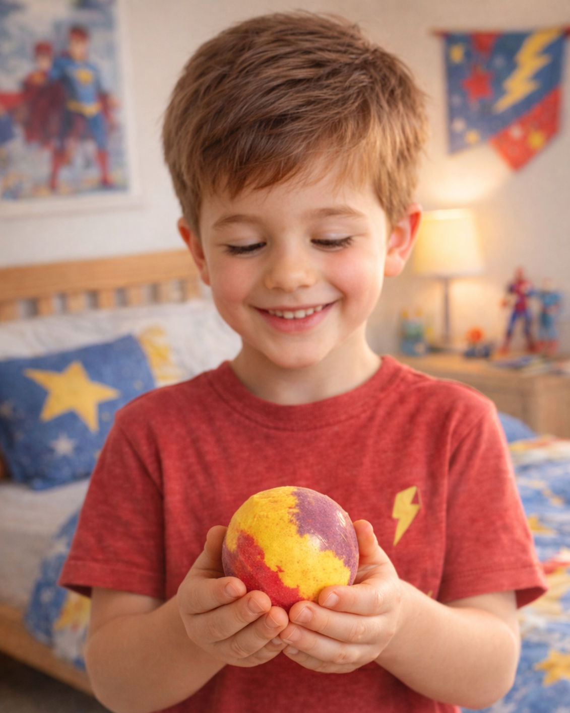 EvolutionUSA 1pc Epic Superhero Bath Bombs for Kids – Super Hero Bath Bomb with Toy Inside, Lush Children Bathbomb Easter, Organic Bathbomb with Surprise Inside, Fun Superhero Bath Fizzer Valentines