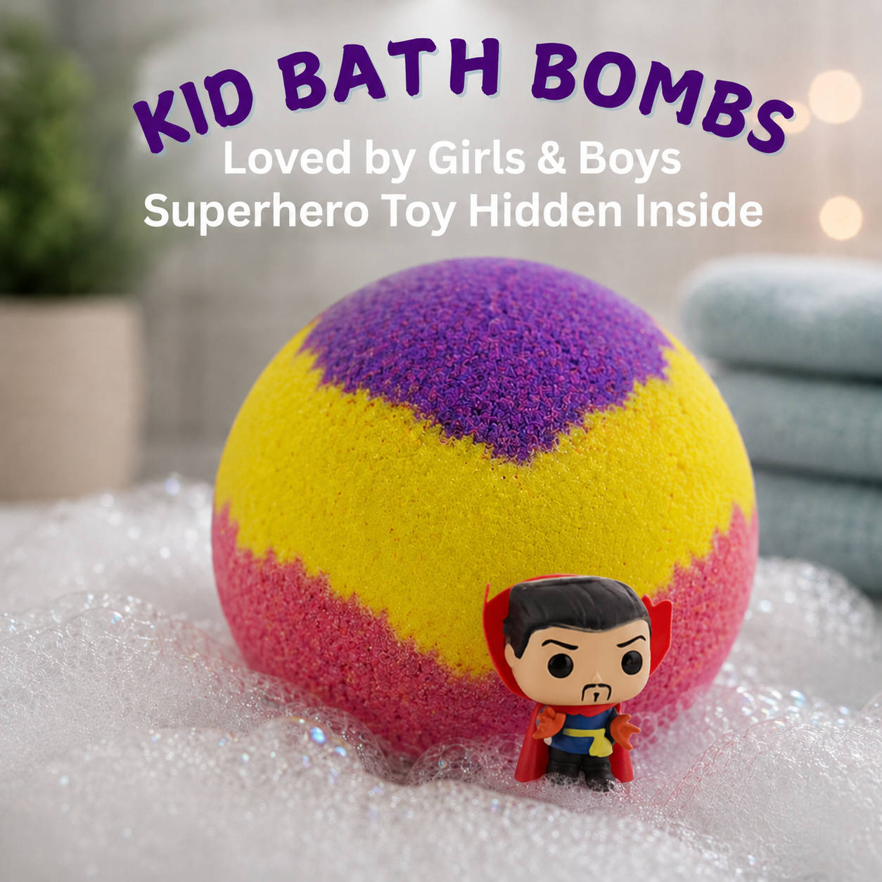 EvolutionUSA 1pc Epic Superhero Bath Bombs for Kids - Red