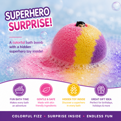 EvolutionUSA 1pc Epic Superhero Bath Bombs for Kids - Red