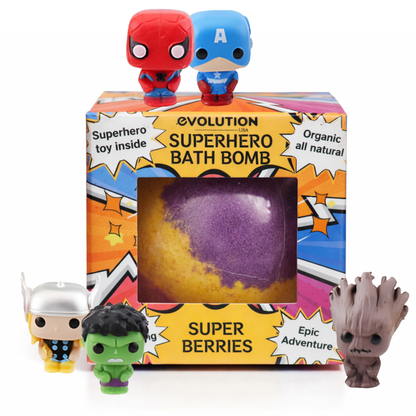 EvolutionUSA 1pc Epic Superhero Bath Bombs for Kids - Red