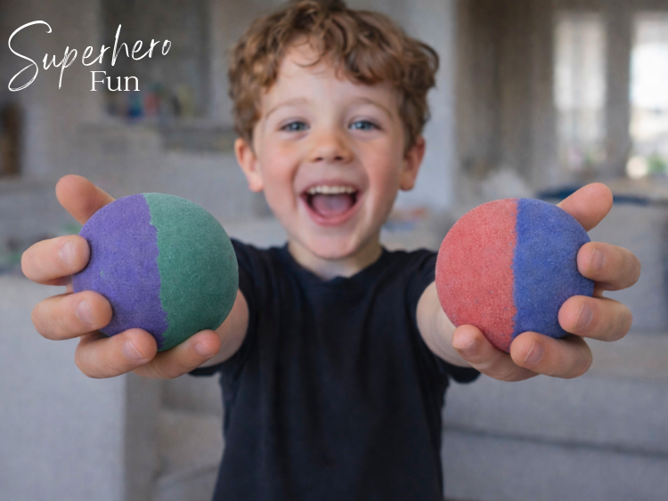 EvolutionUSA 6pc Epic Superhero Bath Bombs for Kids – Childrens Super Hero Bath Bombs with Toy, Organic Bathbomb with Surprise, Fizzy Superhero Bath Balls, Lush Bathbombs Easter, Valentines, Birthday