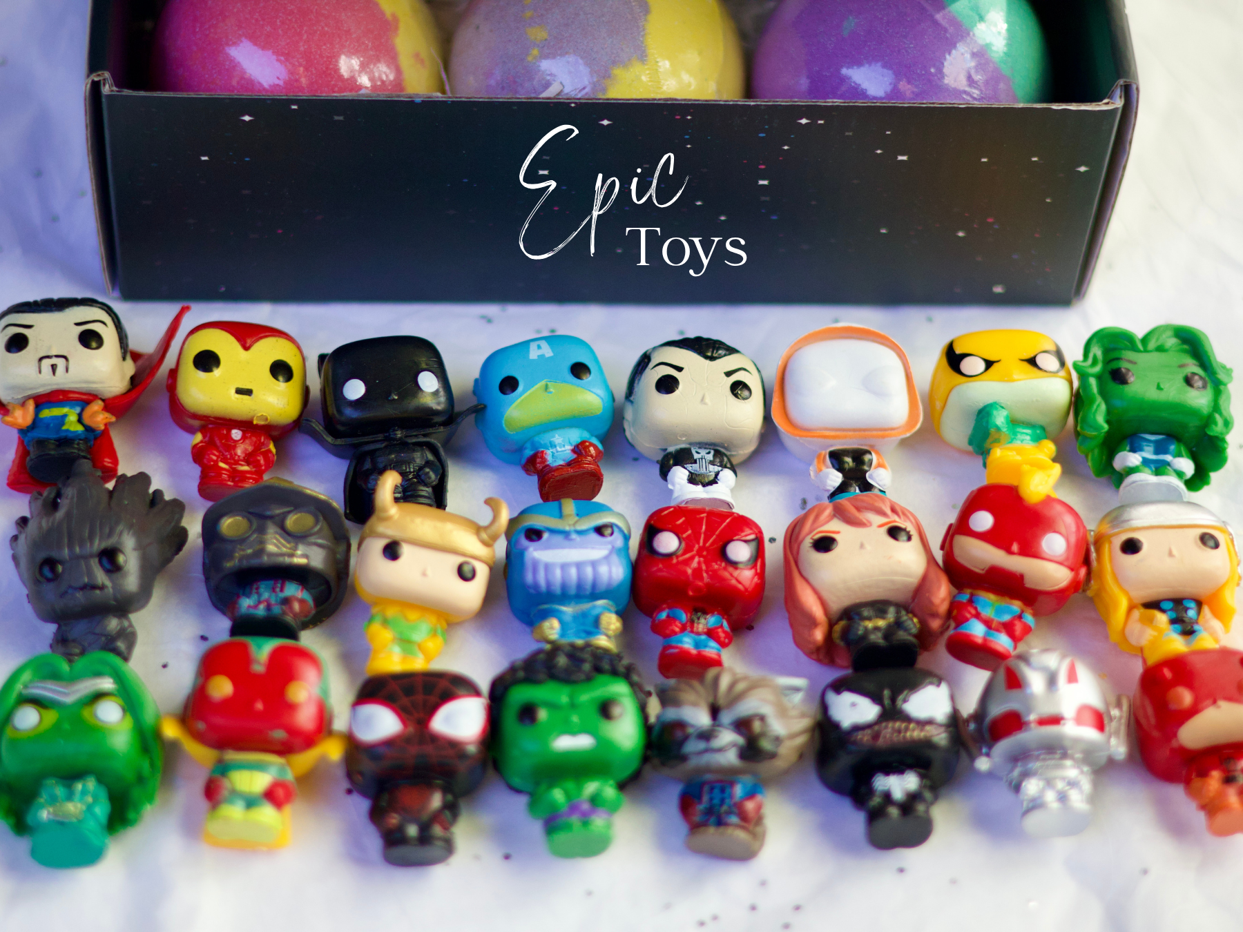 EvolutionUSA 6pc Epic Superhero Bath Bombs for Kids – Childrens Super Hero Bath Bombs with Toy, Organic Bathbomb with Surprise, Fizzy Superhero Bath Balls, Lush Bathbombs Easter, Valentines, Birthday