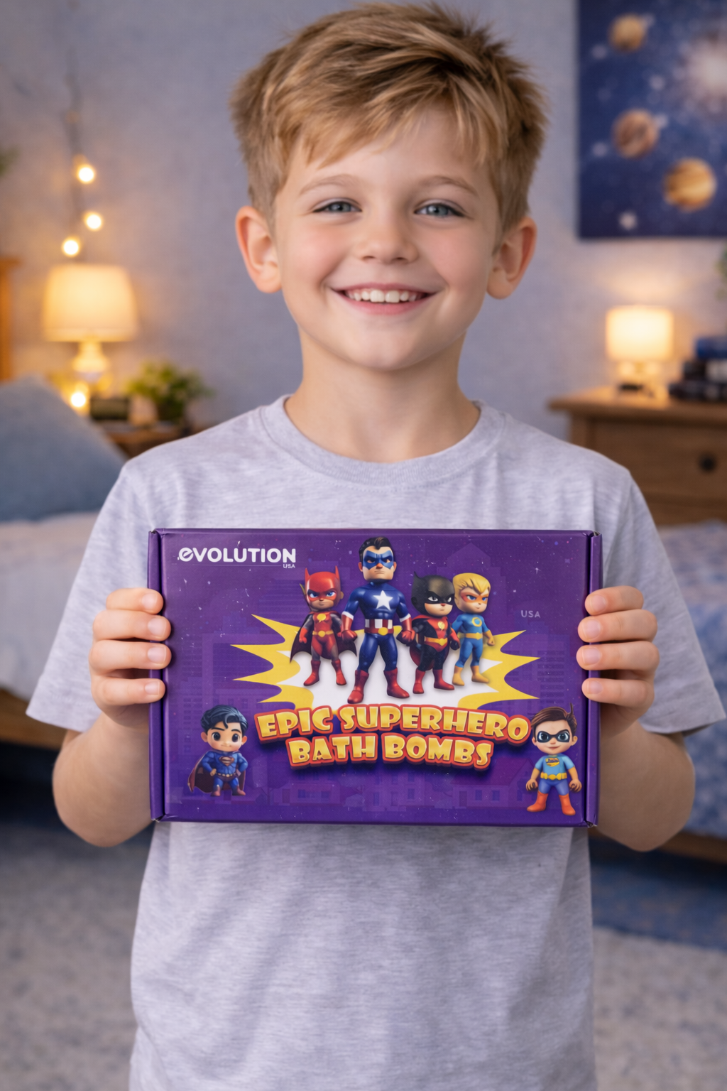 EvolutionUSA 6pc Epic Superhero Bath Bombs for Kids – Childrens Super Hero Bath Bombs with Toy, Organic Bathbomb with Surprise, Fizzy Superhero Bath Balls, Lush Bathbombs Easter, Valentines, Birthday