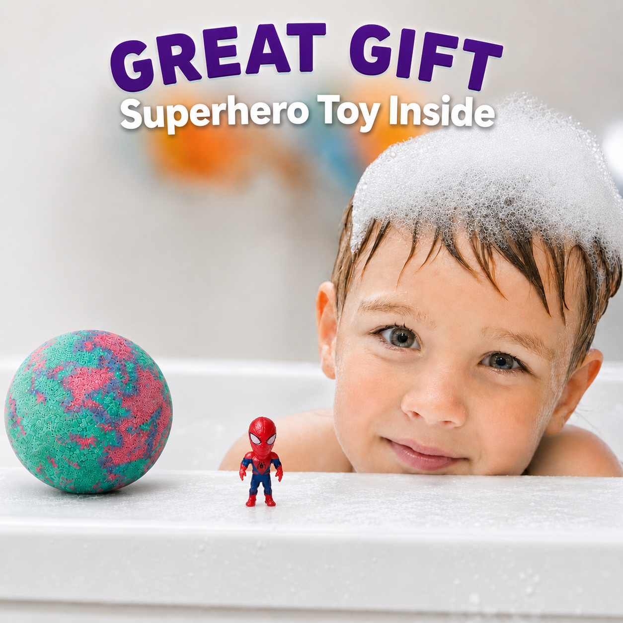 EvolutionUSA 6pc Epic Superhero Bath Bombs for Kids - Purple