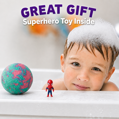 EvolutionUSA 6pc Epic Superhero Bath Bombs for Kids - Purple