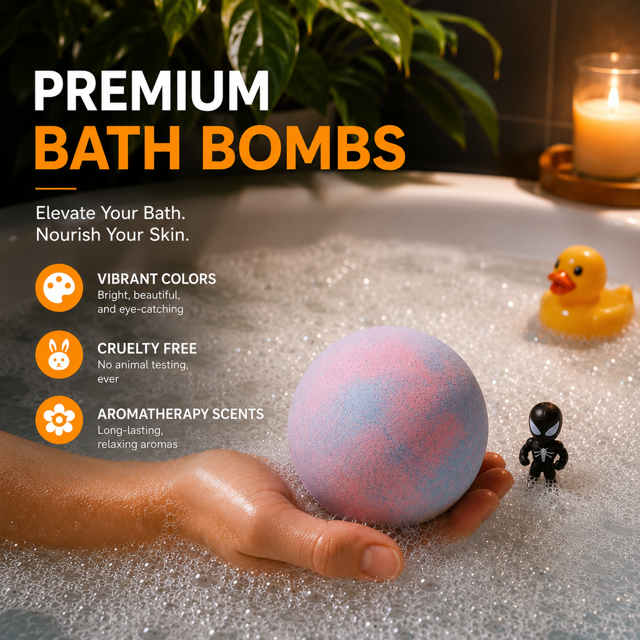 EvolutionUSA 6pc Epic Superhero Bath Bombs for Kids - Purple
